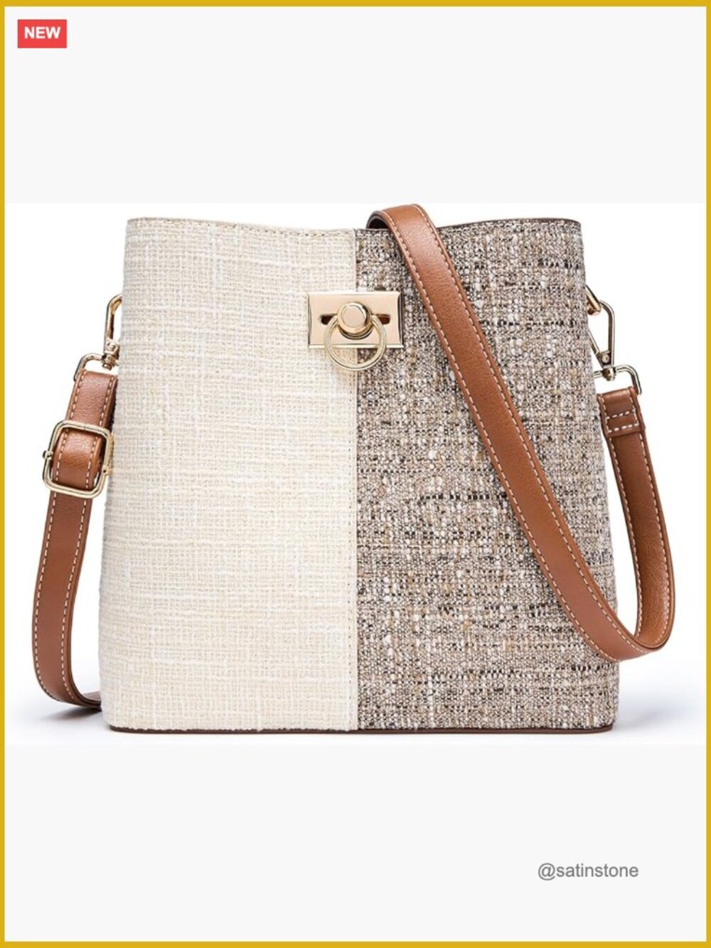 Vegan Leather Bucket Crossbody Bag with Multi Pockets Convertible Shoulder Purse